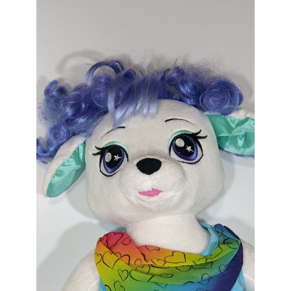 Build A Bear Honey Girls Stella Purple Hair White Poodle Dog Plush Doll w/outfit - Picture 3 of 7